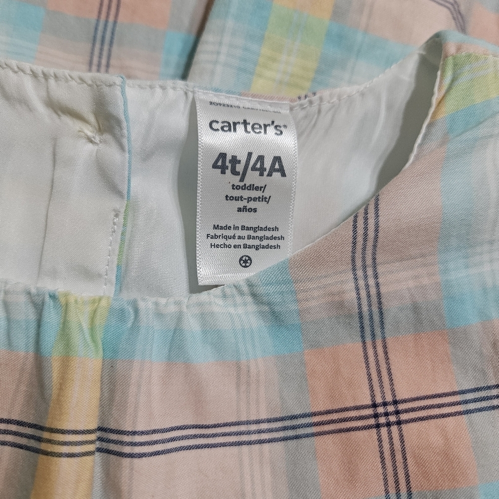 Carter's Plaid Pastel Colored Dress Size 4t - Picture 7 of 8